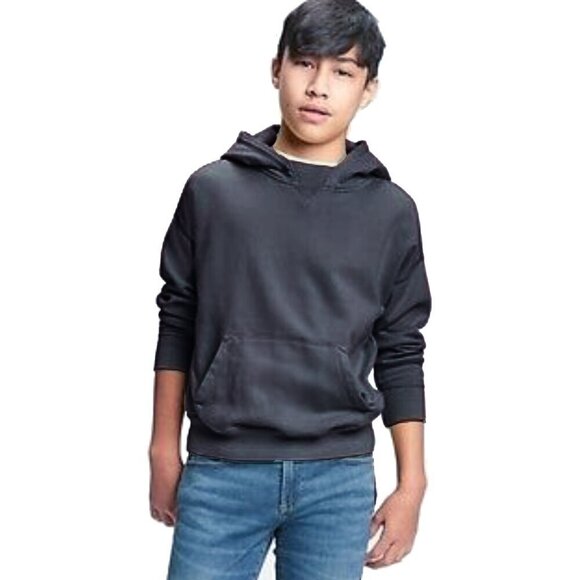 NWT GAP Teen Boys Pullover Hoodie in Dark Gray Mineral Wash Super Soft size L 10 - Picture 14 of 15